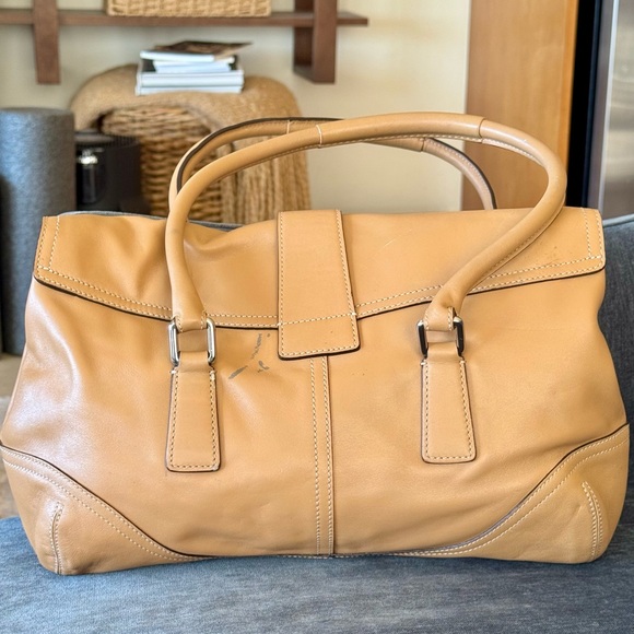 Coach Camel Smooth Leather Satchel - Picture 2 of 11